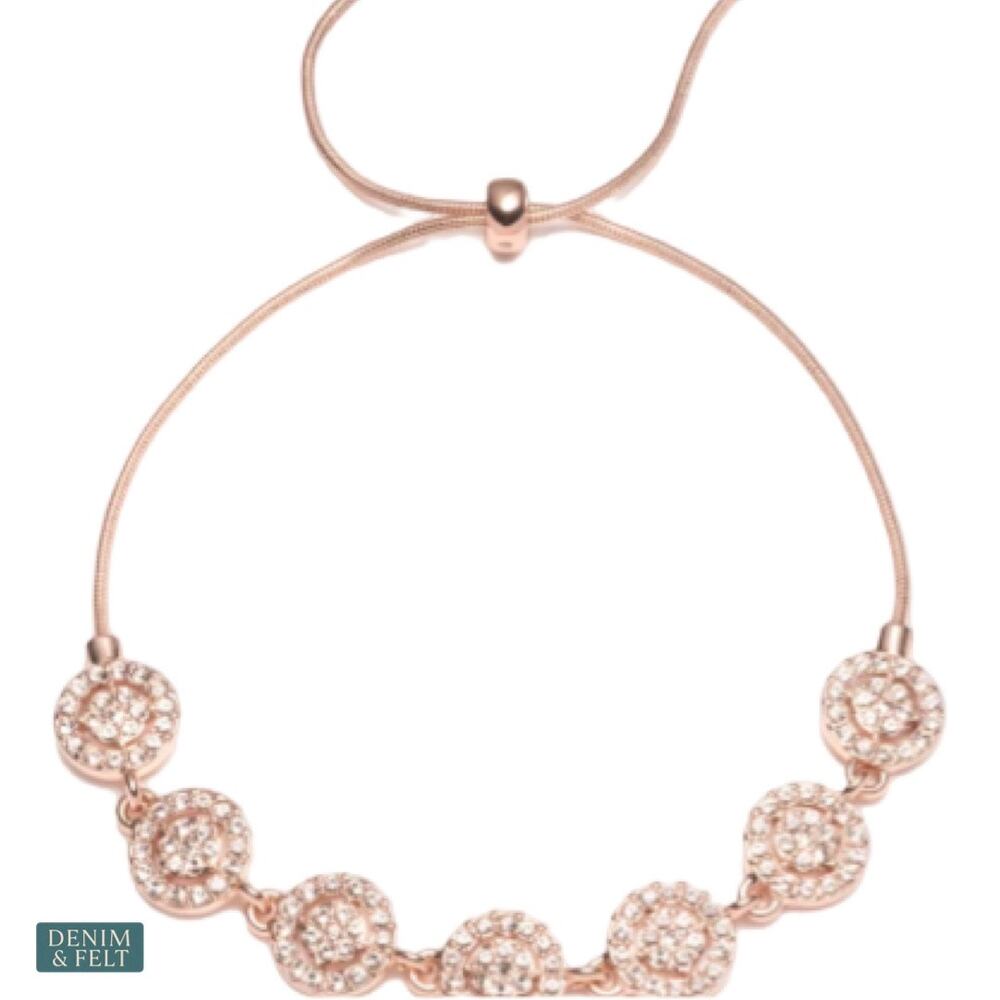 NEW Givenchy Rose Gold‎ Crystal Halo Slider Bracelet Adjustable Glam Designer